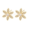 Flower Brass Micro Pave Clear Cubic Zirconia Stud Earrings EJEW-F400-01B-G-2