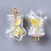 Bear Paw Transparent Glass Pendants GLAA-S181-10G-2