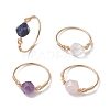 Star Cut Round Natural Mixed Gemstone Finger Rings RJEW-JR00726-1