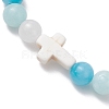 Natural Mashan Jade & White Jade Beaded Stretch Bracelets BJEW-JB11152-3
