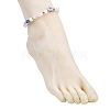 Dyed Synthetic Turquoise Starfish & Natural Rose Quartz Chip Beaded Anklets with 304 Stainless Steel End Chains AJEW-AN00733-01-3