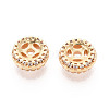 Brass Micro Pave Cubic Zirconia Beads KK-N275-02G-2