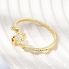 Brass Micro Pave Clear Cubic Zirconia Cuff Open Rings for Women CU-CBAE7DF-12G-06-3