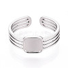 304 Stainless Steel Cuff Rings Components STAS-N113-07P-2