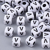 White Opaque Acrylic Beads X-MACR-R869-02V-1