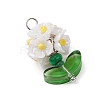 Glass Seed Beaded Flower Pendants X1-PALLOY-MZ00521-02-3