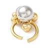 Brass Round Ball Open Cuff Rings for Women RJEW-B062-05GP-3