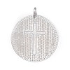 Jesus Pattern Flat Round Alloy Pendants PALLOY-F061-02P-2
