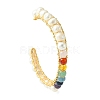 Natural Pearl Bead & Mixed Gemstone Beads Cuff Bangles for Women Girl Gift BJEW-JB06826-03-3