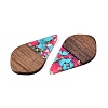 Transparent Resin and Walnut Wood Pendants RESI-T057-06K-3