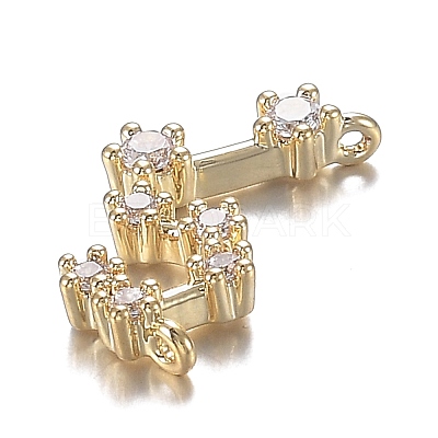Brass Micro Clear Cubic Zirconia Pendants ZIRC-F120-019G-07-1