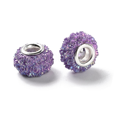 AB Color Resin Rose Flower European Beads RESI-M001-05C-1