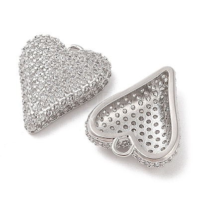 Brass Micro Pave Clear Cubic Zirconia Pendants KK-S388-01P-04-1