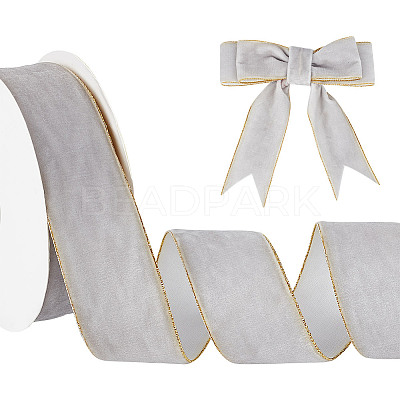 9M Single Face Velvet Ribbon with Gold Edge OCOR-WH0092-09A-1