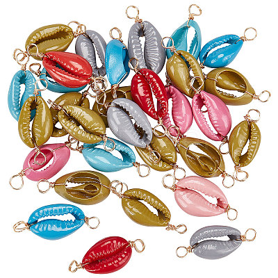 30Pcs Natural Cowrie Shell Connector Charms FIND-PH0007-95-1