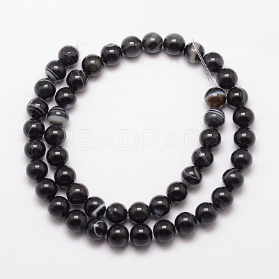 Natural Black Agate Bead Strands LS-G-K166-13-10mm-05-1