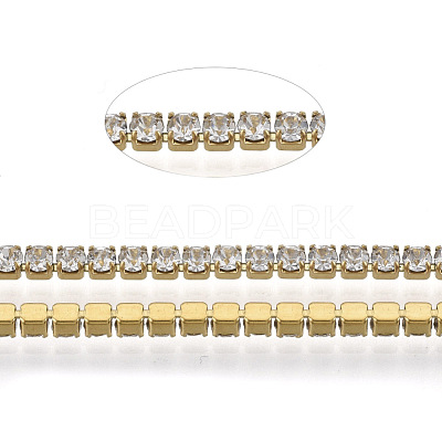 304 Stainless Steel Rhinestone Strass Chains STAS-T055-12G-B-1