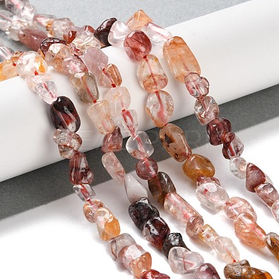 Natural Hematoid Quartz/Ferruginous Quartz Beads Strands G-P497-01C-01-1