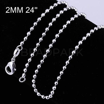 Brass Ball Chain Necklaces NJEW-BB10834-24-1
