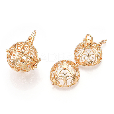 Rack Plating Brass Cage Pendants KK-Q402-01KC-1