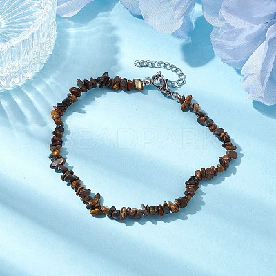 Natural Gemstone Beads Anklets AJEW-AN00583-03-1