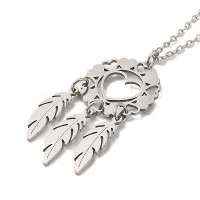 Non-Tarnish 201 Stainless Steel Pendnat Necklace with Cable Chains NJEW-E102-01P-03-1