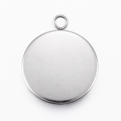 Non-Tarnish 304 Stainless Steel Pendant Cabochon Settings X-STAS-E146-18P-20mm-1