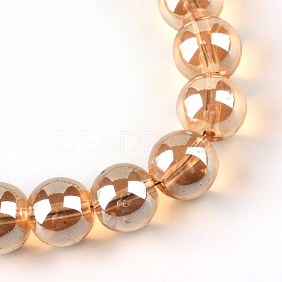Electroplate Glass Beads Strands EGLA-Q062-8mm-A12-1