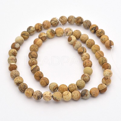 Natural Picture Jasper Beads Strands G-G735-16F-6mm-1