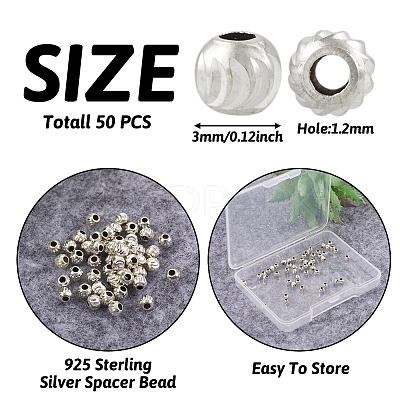 50Pcs 925 Sterling Silver Beads STER-TA0001-08-1
