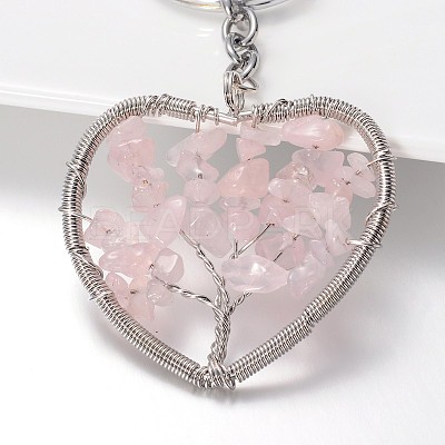 Heart with Tree Brass Mixed Stone Keychain KEYC-JKC00042-1