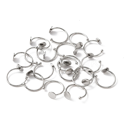 10Pcs 304 Stainless Steel Open Cuff Rings Findings DIY-WH0410-55P-1