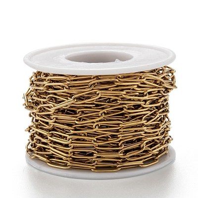 PVD Vacuum Plating 304 Stainless Steel Paperclip Chains CHS-L022-03B-G-1