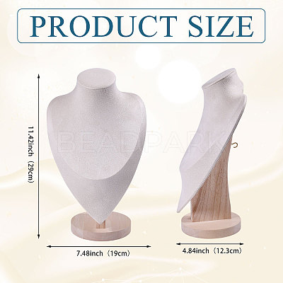 Bust Shaped Wooden Necklace Display Stands NDIS-WH0003-019A-01-1