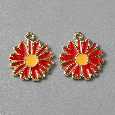 Light Gold Plated Alloy Enamel Pendants LS-ENAM-WH0001-36LG-06-1