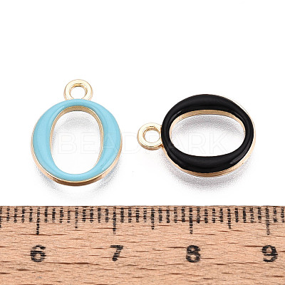 Rack Plating Alloy Enamel Pendants ENAM-T024-53O-G-1