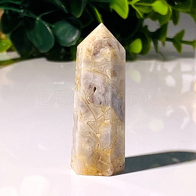 Point Tower Natural Crazy Agate Healing Stone Wands PW-WG55231-02-1