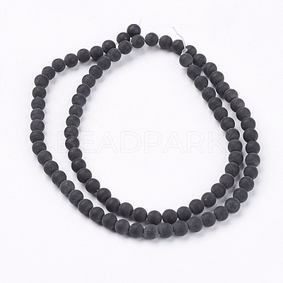 Natural Black Stone Bead Strands G-R193-01-4mm-1
