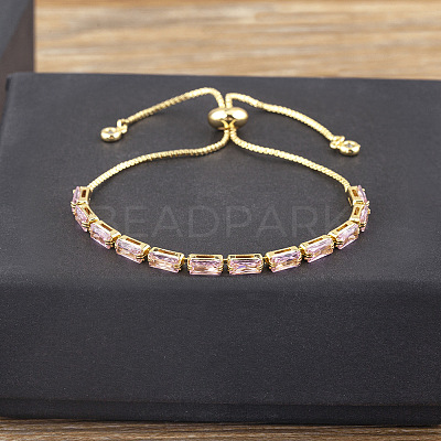 Brass Micro Pave Cubic Zirconia Slider Bracelets FS-WG49F5F-07-1