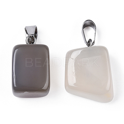 Natural Grey Agate Pendants G-Q996-04-1