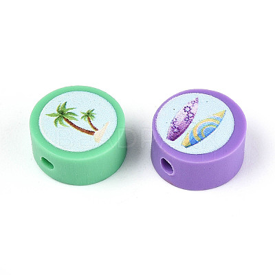 Printed Handmade Polymer Clay Beads CLAY-T022-12I-1
