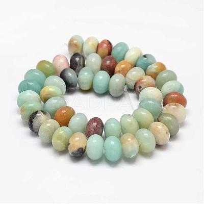 Rondelle Natural Flower Amazonite Beads Strands G-K094-8x5mm-A-1