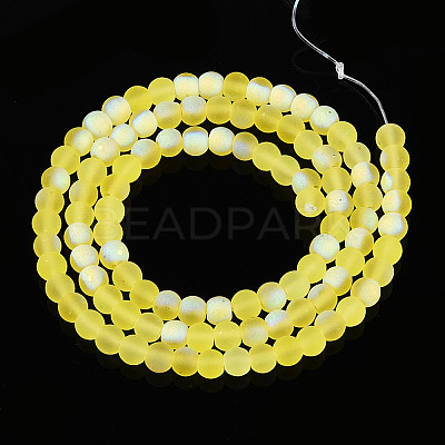 Frosted Transparent Glass Beads Strands GLAA-T032-T4mm-MBB12-1