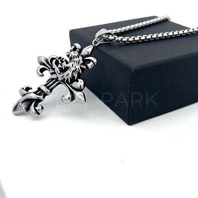 Vintage Gothic Cross Tengu Pendant 304 Stainless Steel Necklaces MY8388-1