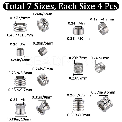 28Pcs 7 Style 201 & 304 Stainless Steel European Beads STAS-GF0001-18-1