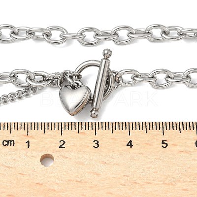 304 Stainless Steel Toggle Heart Y Necklaces for Women NJEW-M101-04P-1