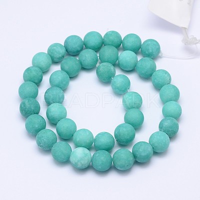 Frosted Dyed Round Natural White Jade Beads Strands G-D739-6mm-1