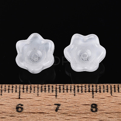 Transparent Spray Painted Glass Bead Caps A-GLAA-Q089-002A-003-1