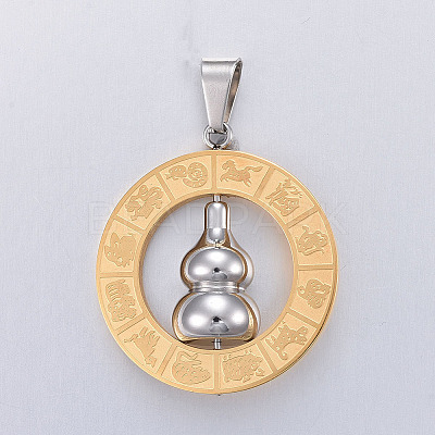 304 Stainless Steel Pendants STAS-P235-09GP-1
