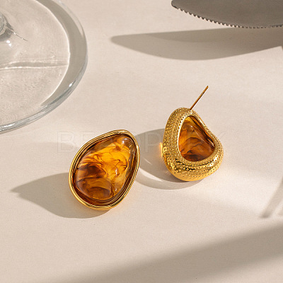304 Stainless Steel Resin Stud Earrings for Women GX1070-1
